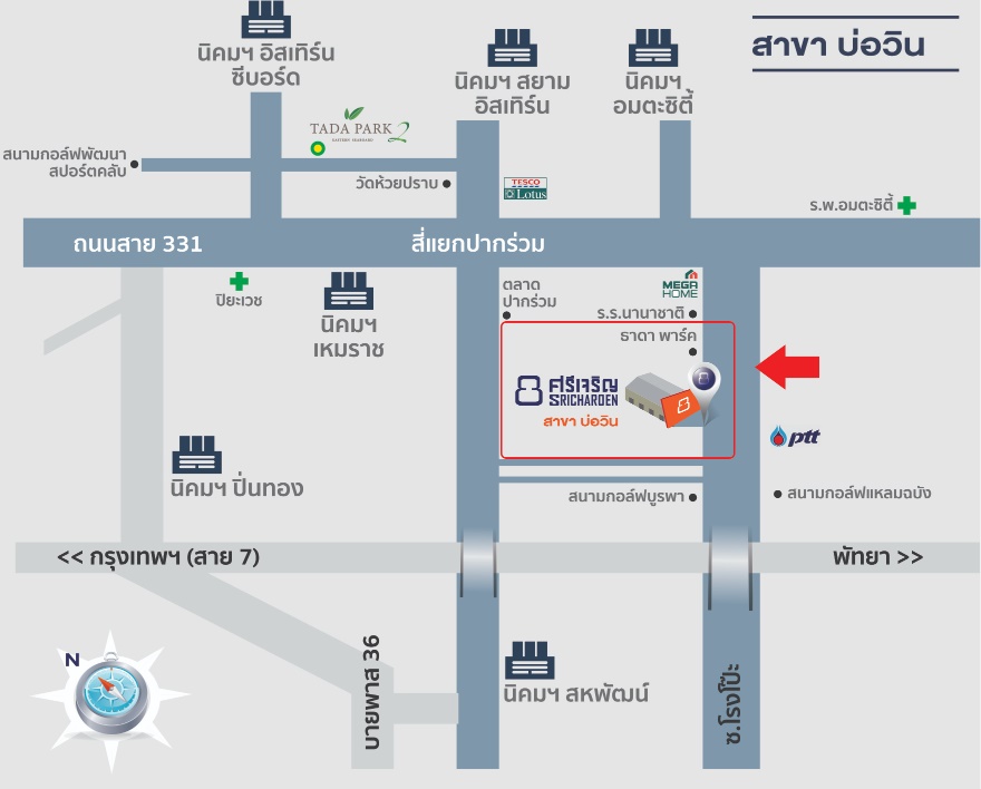 แผนที่-ชลบุรีศรีเจริญโลหะ สาขาบ่อวิน